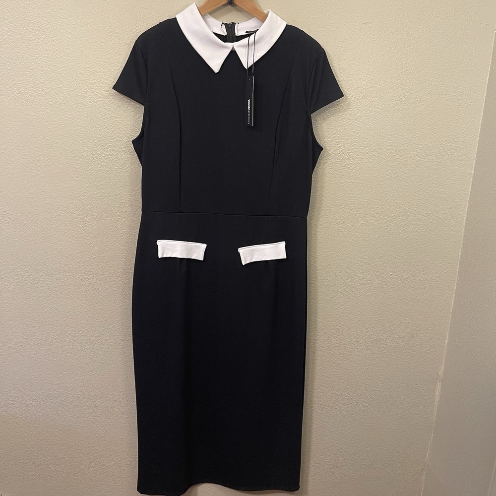 NEW Fashion Nova Office Goth Dress Wednesday Addams Black White 2X Tag XL/1X